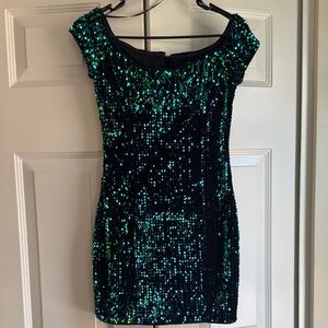 Forever 21 Green/Teal/Blue Sequin Mini Dress size small